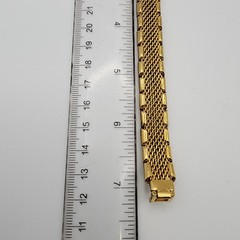 Vintage Gold Tone Filagree Link Open Work Slide Over Woven 7″ Mesh Bracelet Gift