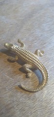Vintage Alligator Pin Brooch Pendant Gold Toned Crocodile🐊 Retro Floridian
