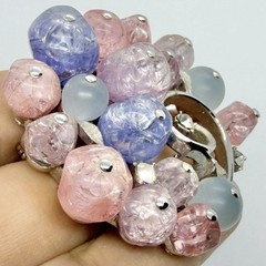 Vtg Francois For Coro Crackle Lucite Pink Purple Blue Spiral Statement Brooch