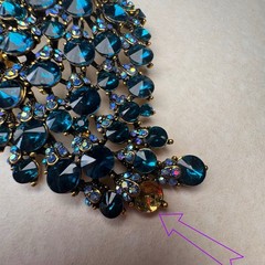 Vintage Rhinestone Brooch Lot 8pc Peacock Blue Crystal Sparkle Statement Mix