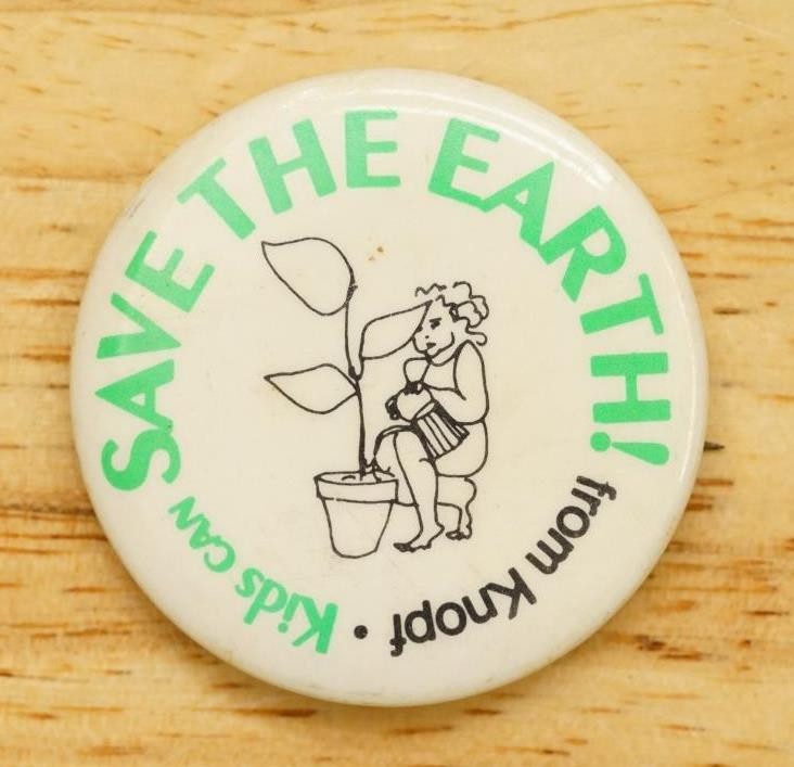 Vintage Pinback Button Kids Can Save The Earth from Knopf Publishing