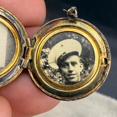 Vintage Gold Filled Locket Round Army Navy Sailor Sweetheart READ