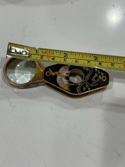 Beautiful Vintage Chinese Cloisonné Magnifying Glass Pendant Brass Crane Design