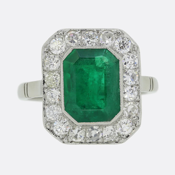 Art Deco 3.90Ct Natural Emerald Antique Vintage Wedding Ring 925 Sterling Silver