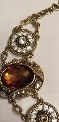 VCLM rhinestone clear & amber gold tone necklace choker