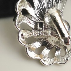 Vtg Rhinestone Leaf Wing Clip Earrings Climber Sara Coventry 60s Glam Silvertone