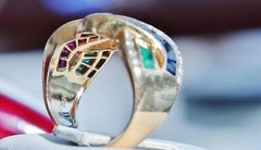 18k yellow gold size 6 ring 2.50ct treated multi gemstone diamond 7.2gr scr2119