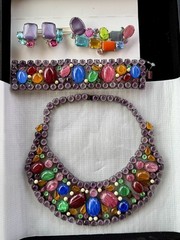 RARE JULIANA DELIZZA & ELSTER BOOK Bib Bracelet PIECE Rhinestone Parure Set Read