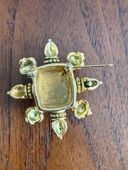 Vintage Lazaro NY Intaglio Pegasus Carved Onyx Brooch Gold Plated Neoclassical