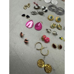 Vintage Estate Gold Silver Tone Enamel Hoop Stud Dangle Drop Earrings Lot of 41