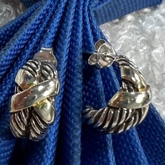 5/8″ Vermeil & Sterling Silver 0.925 vintage half HOOP pierced POST EARRINGS
