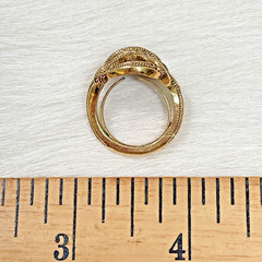 Vintage Trifari Gold Tone Laced Design Ring Adjustable for sizes 5-6