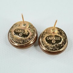 CAROL LEE Earrings Post Stud Button Brown Vintage Everyday Jewelry