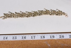 JUDY-LEE Gold-Tone Vintage Leaf Faux Pearl Link Bracelet 7 Inches