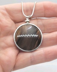 Silver Tone Necklace Chain Pedant Tiger Eyes Imitation 26in.