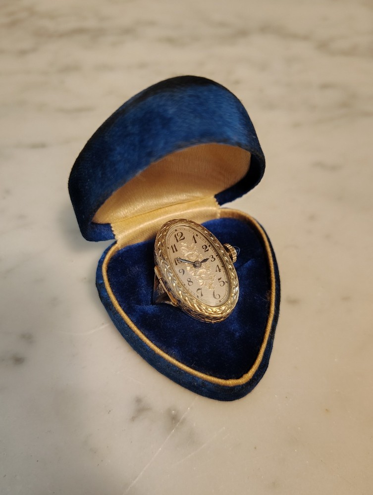 Rare Vintage 18k White Gold Watch Ring By Esef W Co. Switzerland