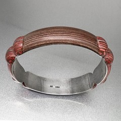 Vtg PETER CHATWIN British Modernist Contemporary STERLING WOOD BANGLE BRACELET
