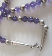 STERLING & AMETHYST MEXICO PENDANT & NECKLACE, 22 INCHES, 8.5MM WIDE, 49 GRAMS