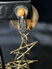 Vintage Shoulder Duster Earrings Gold Tone Open Star Link Dangles 6″ Clip On