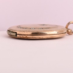 Antique Victorian Crescent Moon Star Rose Gold Filled Paste Pendant Locket