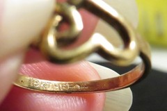 Vintage Used Two Hearts Together 18K HGF Ring Size 4.75 Tiny Pinky Unbranded GUC