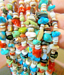 VTG. SW 5 STRAND BEADED NECKLACE W/JACKLAS, & SQUAW WRAP 23 ” LONG