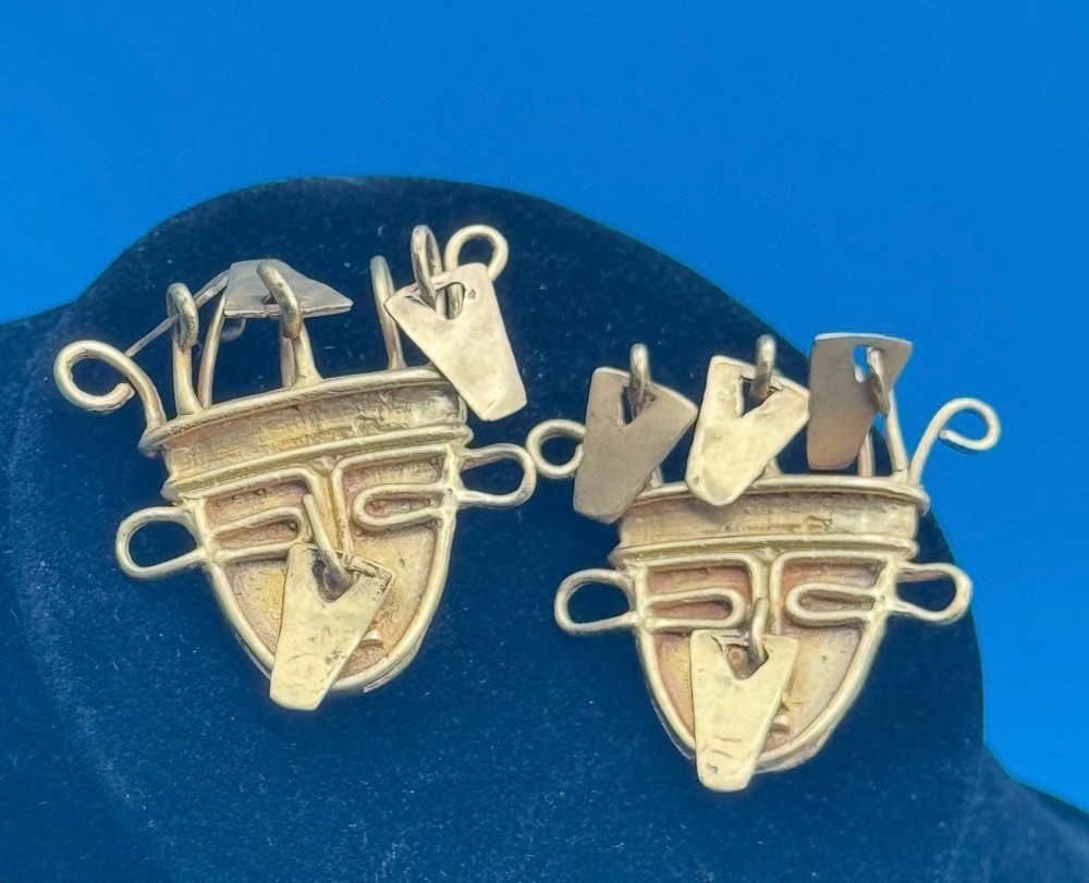 Vintage DC INCA 800 Silver Gold Plated OMEGA Back Earrings 1.25 x 1.25 in16.63 g
