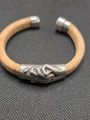 Hand and Paw Project Bracelet Silver Plated Pewter Cork Magnetic Clasp 8″ 2.25″