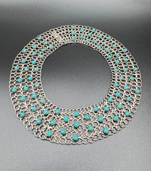 Vintage Taxco Sterling Mesh Link Necklace(14in) & Bracelet (6.75in) Set 130.87gm