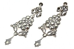 Exquisite Antique Sterling Silver Art Deco Marcasites Dangle Long Drop Earrings
