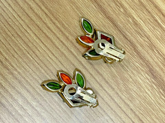 Vintage Juliana D&E Topaz Amber Green Rhinestone Brooch Clip-On Earrings Set