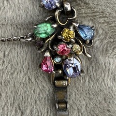 Vintage Hollycraft Rhinestone Bracelet Fruit Salad Silver Tone 7”