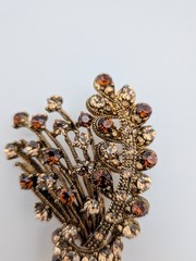Vintage Warm Topaz Rhinestone Wheat Bundle Brooch Harvest/ Fall/Autumn well made