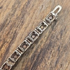 RARE Antique Art Deco Belais 10K White Gold Diamond Onyx Filigree Bracelet