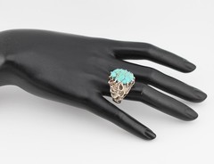 Vintage Hundred Sterling Silver Turquoise Ring Size 11.25