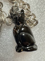 Unique Cat Charms Sterling Silver And Black Cat Italian Double Curb 925 Bracelet