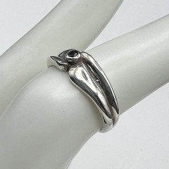 Black Onyx 925 Sterling Silver Dainty Band Ring Size 5.75 Petite 1.81 Grams