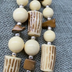 Vintage Necklace Multi Strand Boho Bone Stone 20 Inch Bib Collar