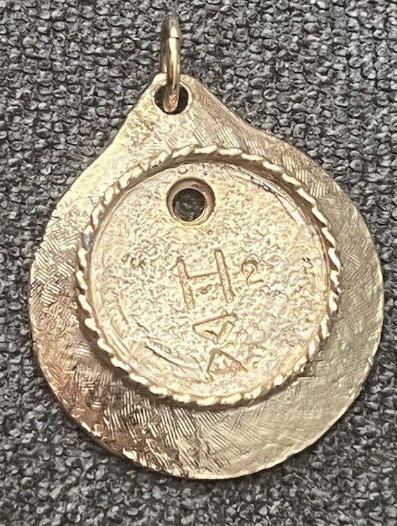 Vintage 1960’s Gold Tone Picture Insert Pendant Charm with Embossed Symbol