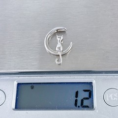 Estate Sterling Silver 925 Cat Moon Pendant