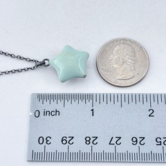 Vintage Sterling Silver 925 Blue Star Reversable Pendant Necklace 16″-18″