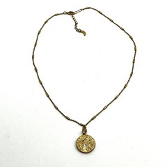 Vintage Gold Tone Celestial Crescent Moon Star Medallion Pendant Necklace Y2K