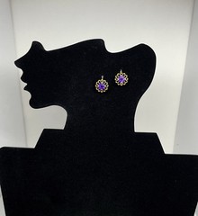 Vintage 14K Yellow Gold 1.00ct Amethyst Halo Jacket Women’s Earring