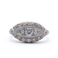Art Deco Style Round Cut Lab Created Diamond 14K White Gold FN Engagement Ring