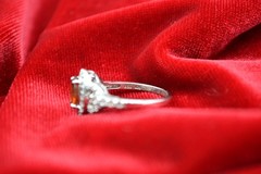 Vintage RSI Sterling Silver 925 Amber CZ Halo Ring Size 7.25 Thailand Jewelry