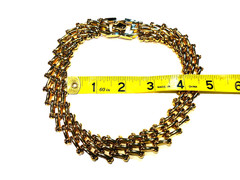 Vintage Dramatic Carole Lee Designer 1980 Gold Tone Lattice Link Signed Necklace