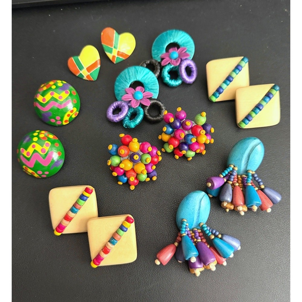 Vintage Earrings Lot Funky 80s 90s
