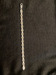 Italy 925 Sterling Silver Two Tone Link Bracelet Gold Accent 7” Vintage
