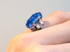 17.11Ct Ceylon Sapphire and 0.50Ct Diamond Platinum Cocktail Ring Circa 1950