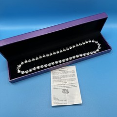 Ross Simons 925 Silver White/Colorless Heart Cut CZ Tennis Necklace 17″